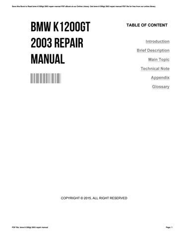 Full Download 2003 Bmw K1200Gt Owners Manual Pdf 