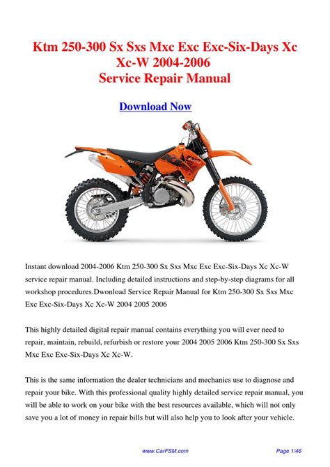 2004 2006 ktm 250 300 sx sxs exc six days xc w repair manual. - Honda city 2015 manual del propietario.