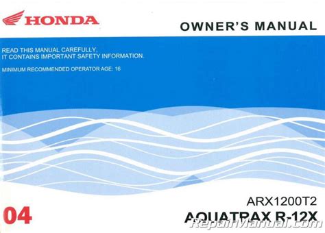2004 honda arx1200n2 aquatrax r 12 owners manual. - Manuale di manutenzione del generatore diesel.