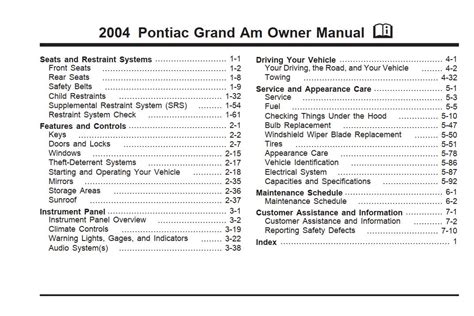 Full Download 2004 Pontiac Grand Am Owners Manual Online 