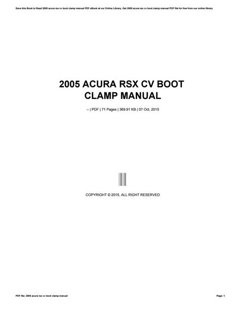 2005 acura rsx cv boot clamp manual. - Le nouvel almanach pour l'année bissextile l848.