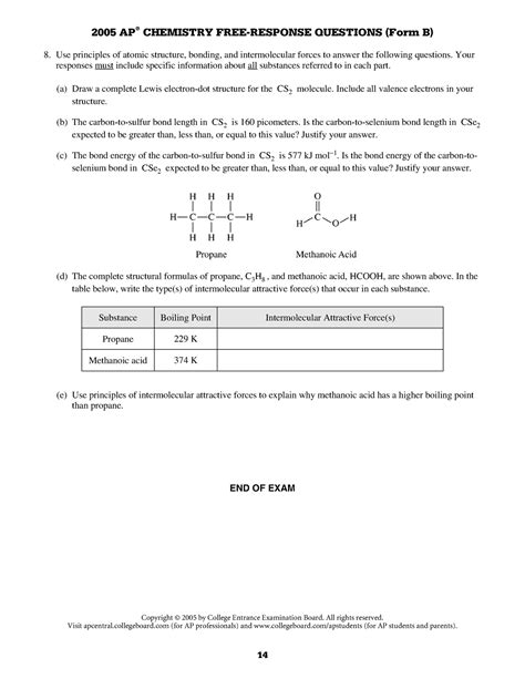 2005 AP® CHEMISTRY FREE-RESPONSE QUESTIONS (Form B). Copyright © 2005 by College Entrance Examination Board. All rights reserved. Visit apcentral ....