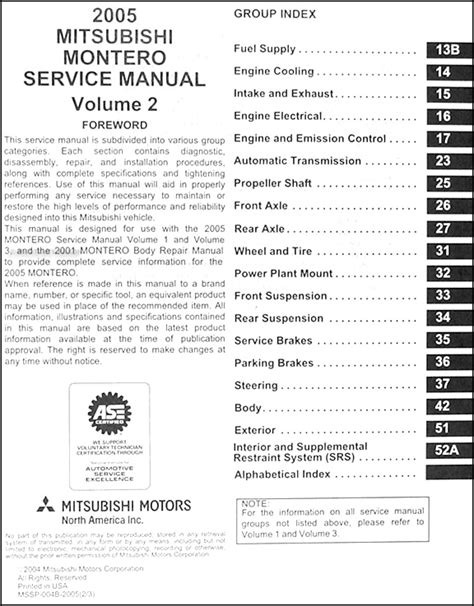 2005 mitsubishi montero limited repair manual. - Alessandro volta (150. anniversario della morte).