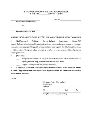 2006 Form FL Motion to Terminate Child Support and Vacate