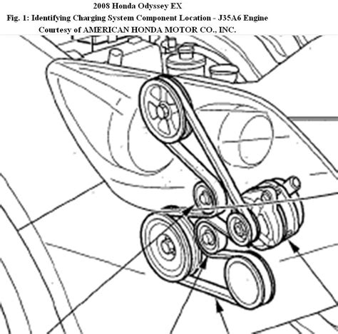 2006 honda odyssey serpentine belt diagram. R. RiverRunner Discussion starter · May 29, 2015. I'm hoping to replace the belt tensioner on my 2006 EX (J35A6 engine) tomorrow evening. Can anyone with a tech manual tell me what the torque specs on the two bolts … 
