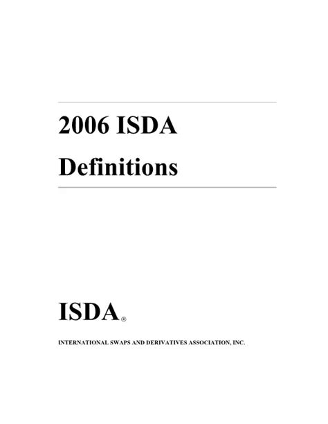2006 Isda Definitions Website