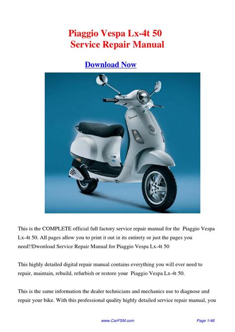 2006 piaggio vespa lx50 lx 4t usa service repair workshop manual download. - The professional organizers complete business guide.