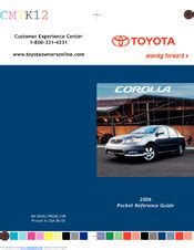 Download 2006 Toyota Corolla Pocket Reference Guide 