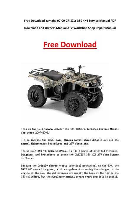 2007 2009 yamaha grizzly 350 repair manual 2wd 4wd. - Biochemistry 7th edition campbell study guide.