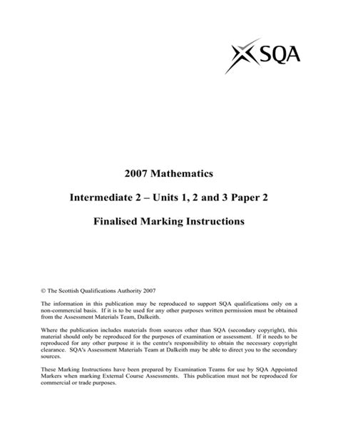 Download 2007 Mathematics Intermediate 2 Units 1 2 And 3 Paper 1 