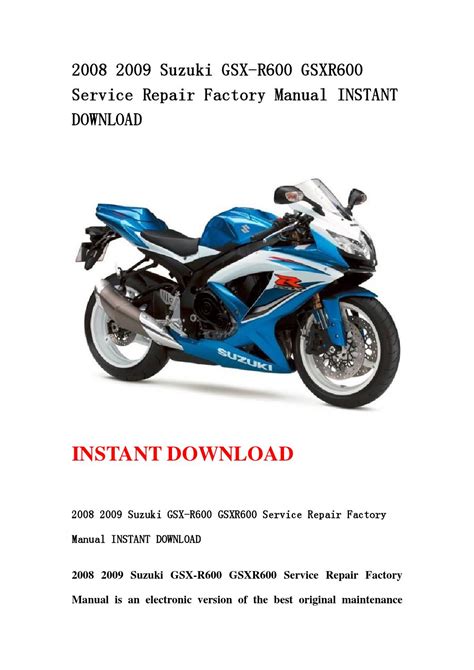 2008 2009 suzuki gsx r600 gsxr600 service repair manual instant. - Steiner mowers s20 engine service manual.