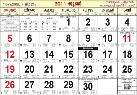 2008 june calendar malayalam