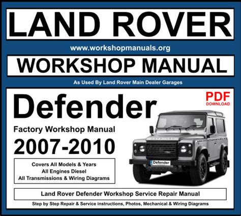 2008 land rover defender 110 workshop manual. - 2001 2004 land rover freelander repair manual.
