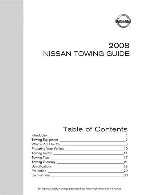 Read Online 2008 Nissan Towing Guide 