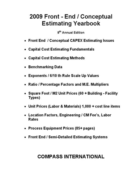 2009 Front End Conceptual Estimating Yearbook