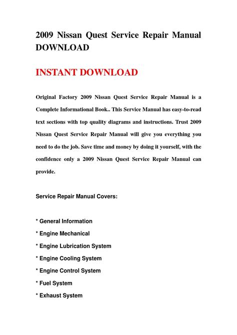 2009 nissan quest service repair manual download. - Geschichte der böhmischen sprache und litteratur..