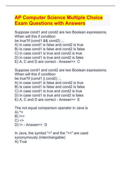 Download 2009 Ap Computer Science Multiple Choice Answers 