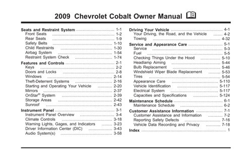 Read Online 2009 Chevy Cobalt Owners Manual Pdf Download Unisatnet 