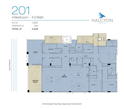 201 4 Bedroom A/C sf TERRACE sf TOTAL sf 4 5 Bath ... - Halcyon Siesta Key