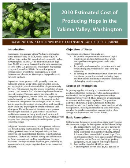 2010 WSU Hop Cost of Production Study Producer Version