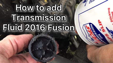 2010 ford fusion transmission fluid. Getting Started - Prepare for the transmission fluid leak repair. 2. Set Up Paper - Position paper and mark wheels. 3. Assess Transmission Fluid Leak - How to see if transmission fluid is leaking. 4. Open the Hood - How to pop the hood and prop it open. 5. Remove Transmission Fluid Cap / Dipstick - Access point for transmission fluid. 