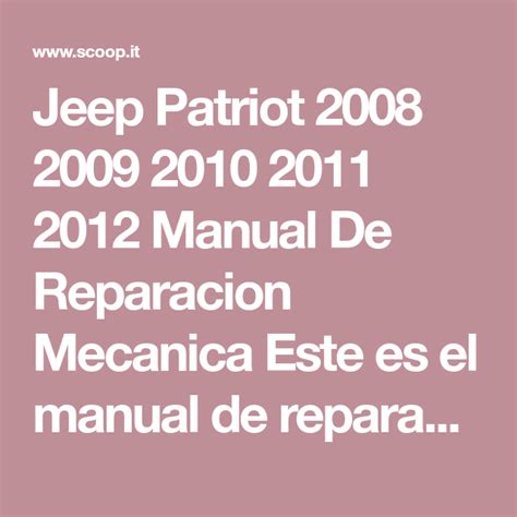 2010 jeep patriot manual de reparación. - John deere l 100 pulley replacement guide.