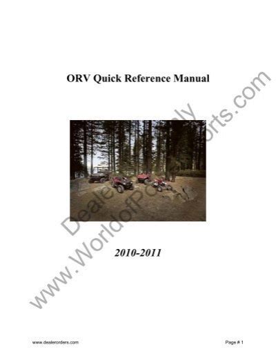 2010 orv quick reference manual pure polaris. - 2005 mazda b series user guide.