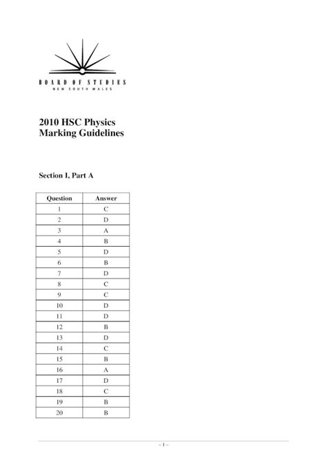 Read Online 2010 Hsc Physics Marking Guidelines Board Of Studies 