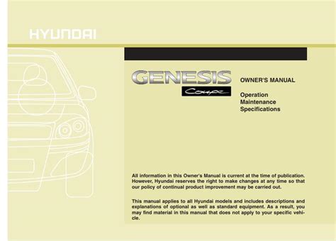 Download 2010 Hyundai Genesis Coupe Owners Manual Mtcuk 
