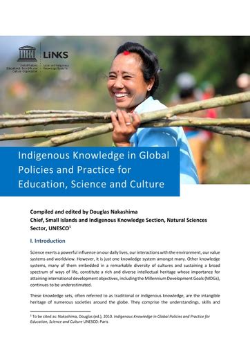 Read Online 2010 Indigenous Knowledge In Unesco Policies And 