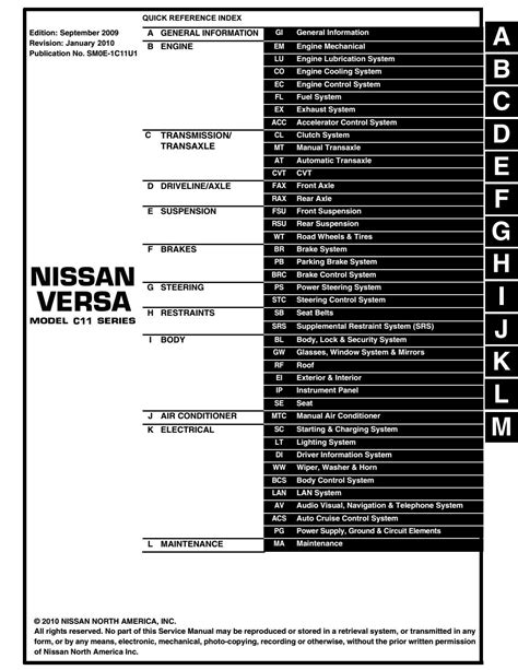 Download 2010 Nissan Versa Service And Maintenance Guide 