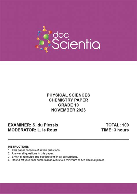 Download 2010 Physical Science Exam Papers 