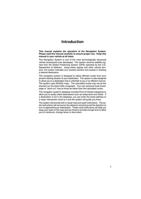 Download 2010 Toyota Navigation System Owners Manual P1 File Type Pdf 