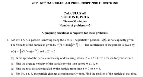 2011 Ap Calculus Ab Free Response