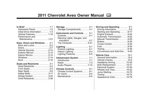Read Online 2011 Chevrolet Aveo Owners Manual Dtxmgwore 