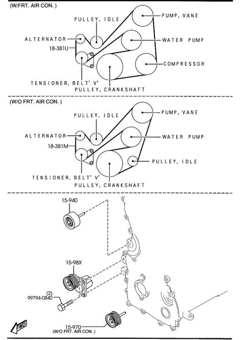 The serpentine belt diagram for a 2011 Mazda 3 2.5 liter en
