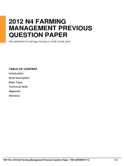 2012 N4 Farming Management Previous Question Paper