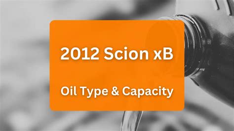2012 scion xb oil capacity. Get detailed information on the 2004 Scion xB including specifications and data that includes dimensions, engine specs, warranty, standard features, options, and more. 