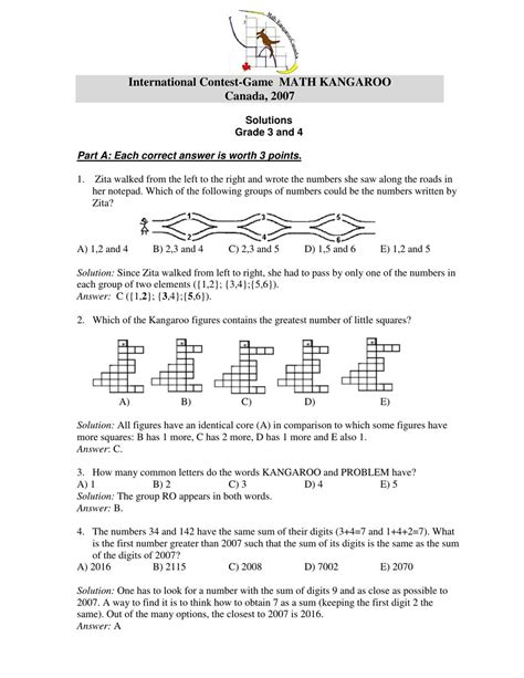 Read Online 2012 Answers Canadian Math Kangaroo Contest 