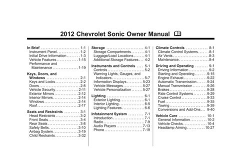 Download 2012 Chevrolet Sonic Owner Manual General Motors 
