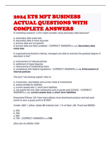 Read Online 2012 Ets Mft Business Comparative Data Guide 