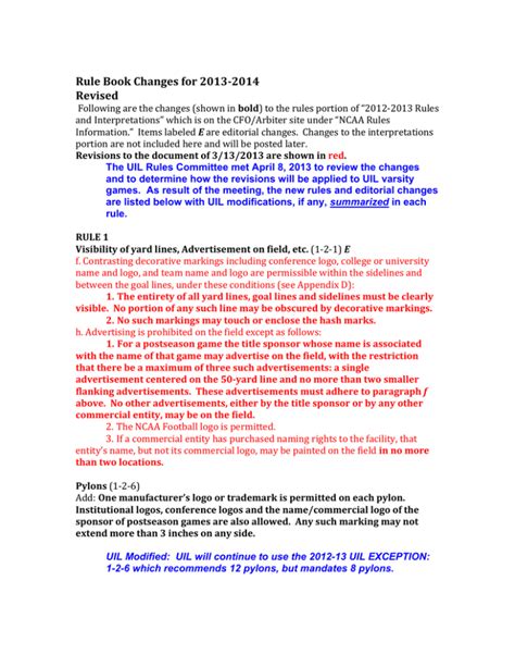 2013 14 rule changes 