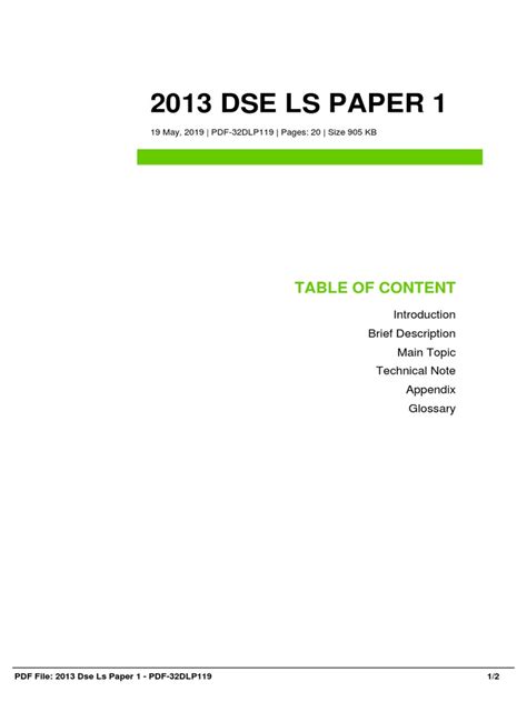 Read 2013 Dse Ls Paper 1 