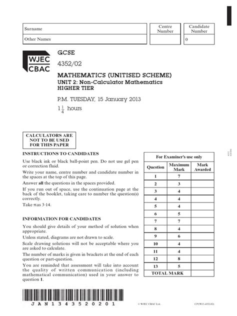 Read Online 2013 Gcse Maths Paper Wjec 