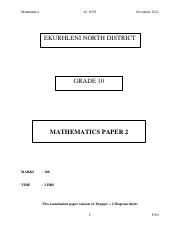 Read Online 2013 Mathematics Grade 10 Paper 2 