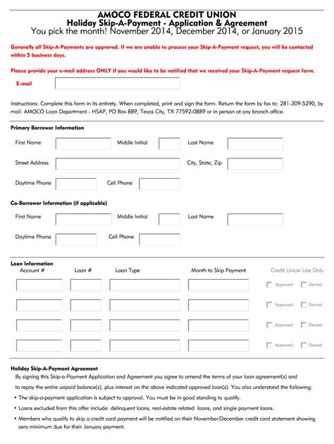 2014 Form AMOCO Holiday SkipAPayment Application & Agreement Fill Online, Printable, Fillable