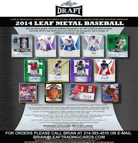 2014 Leaf Metal Draft - Perfect Game Baseball Checklist