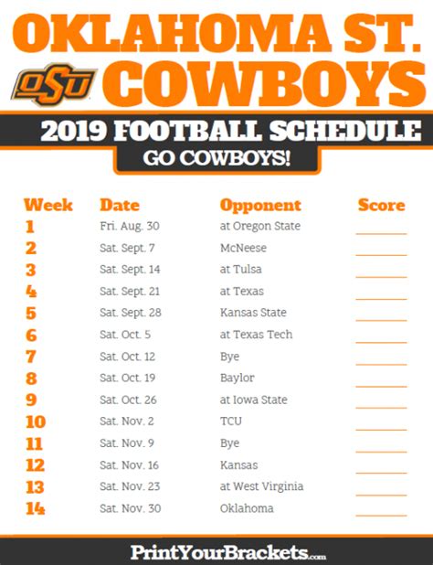 1st in Big 12 ESPN has the full 2014 Oklahoma Sooners Regular Season NCAAF schedule. Includes game times, TV listings and ticket information for all Sooners games.. 