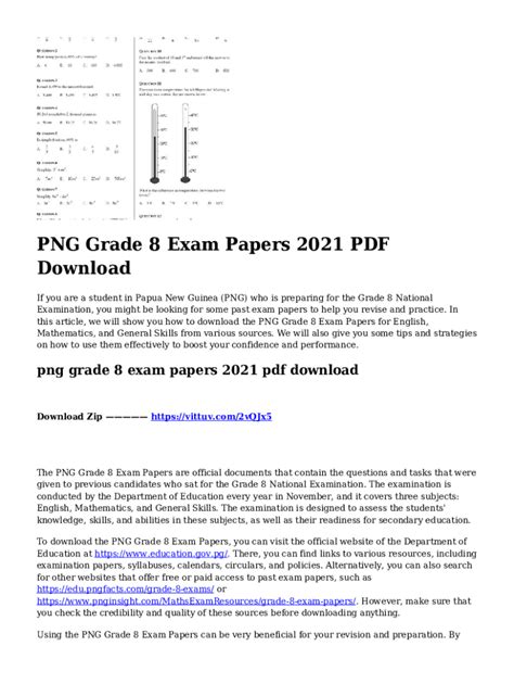 2014 png grade 8 national exam paper