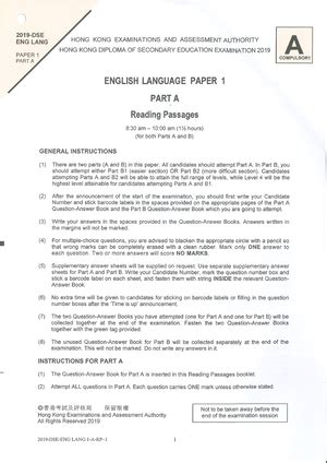 Read Online 2014 Dse Eng Paper1 Part A Question 